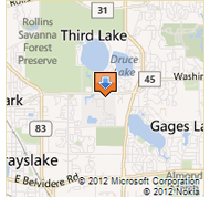 Image of map showing the University Center in Grayslake Illinois